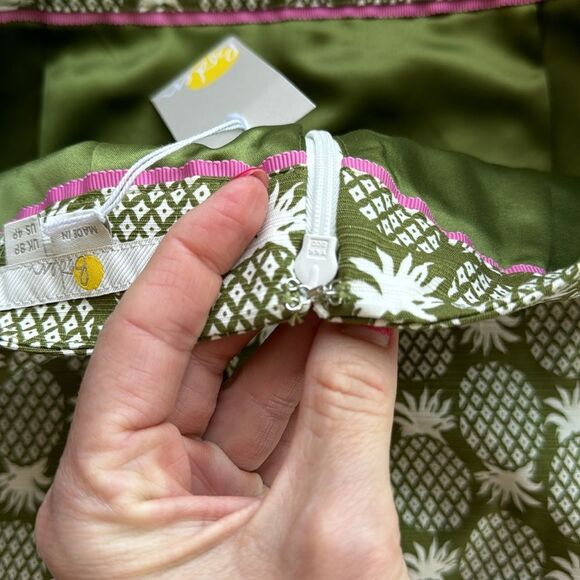 NWT Boden Gabriella Pencil Skirt 4P‎ Green White Pineapple Novelty Print Pockets - Picture 7 of 14